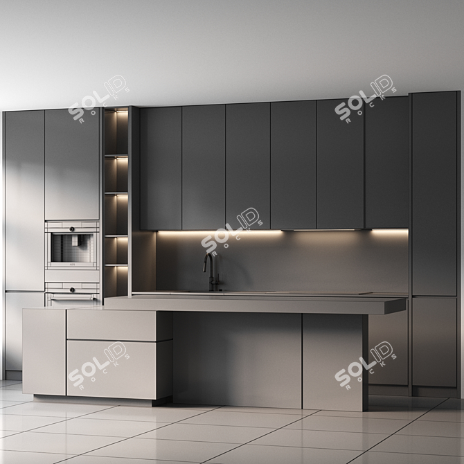 Modern Kitchen Design 3D Model 3D model image 4