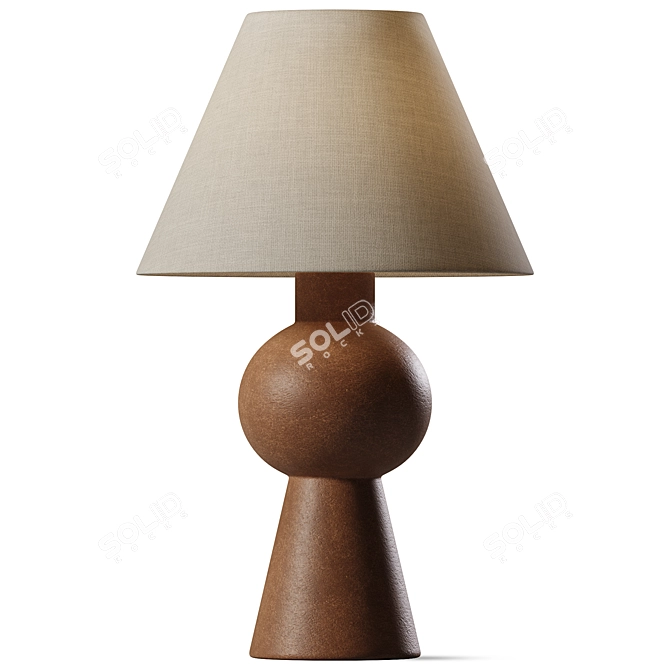 Handcrafted Terracotta Table Lamp 3D model image 1