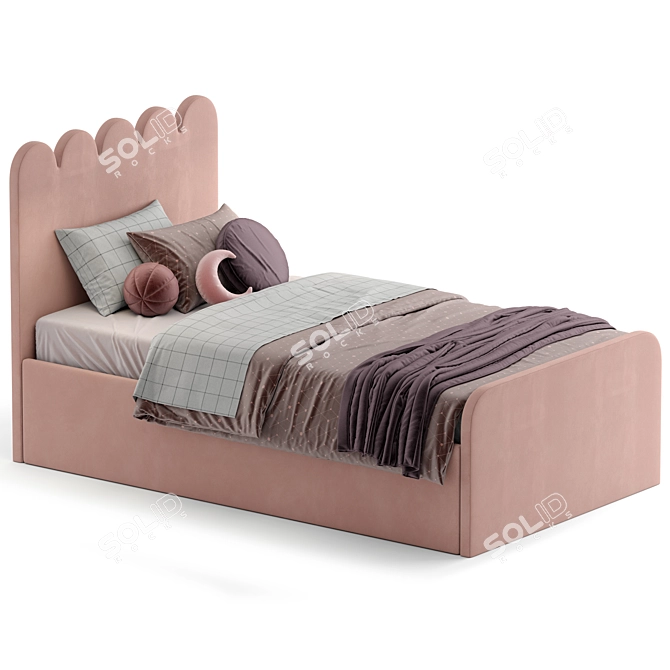 Poppi Single Bed in Pink 3D model image 2