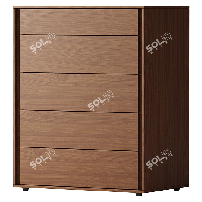 Elegant Walnut Tall Dresser 3D model image 1