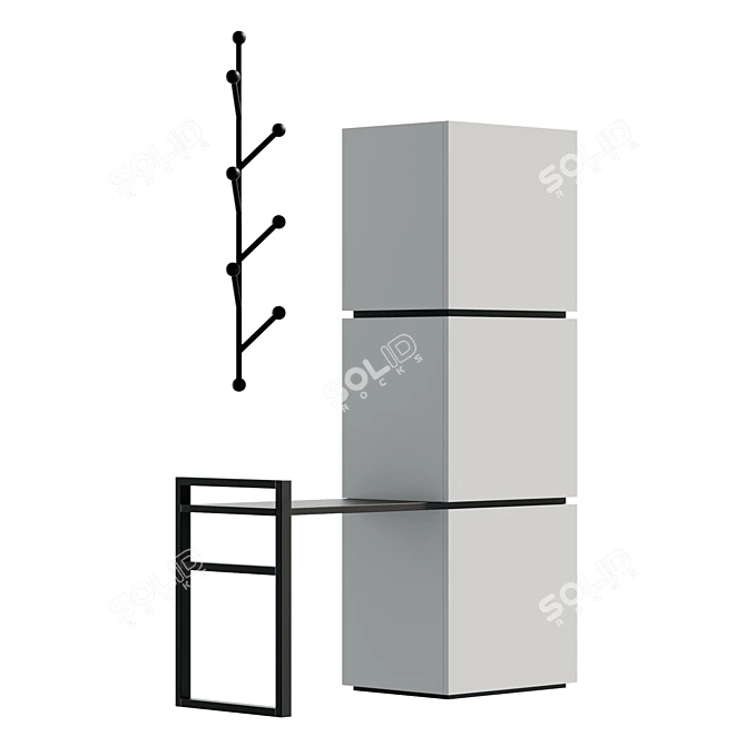 Decortie Mello Hallway Stand, Spacious Organizer 3D model image 4