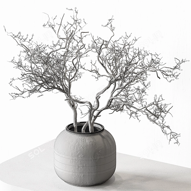 Rustic Dried Branch Bouquet 3D model image 4