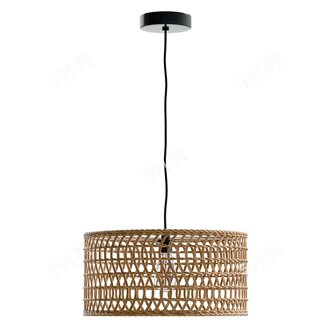 Handwoven Rattan Pendant Lamp Bali 3D model image 2