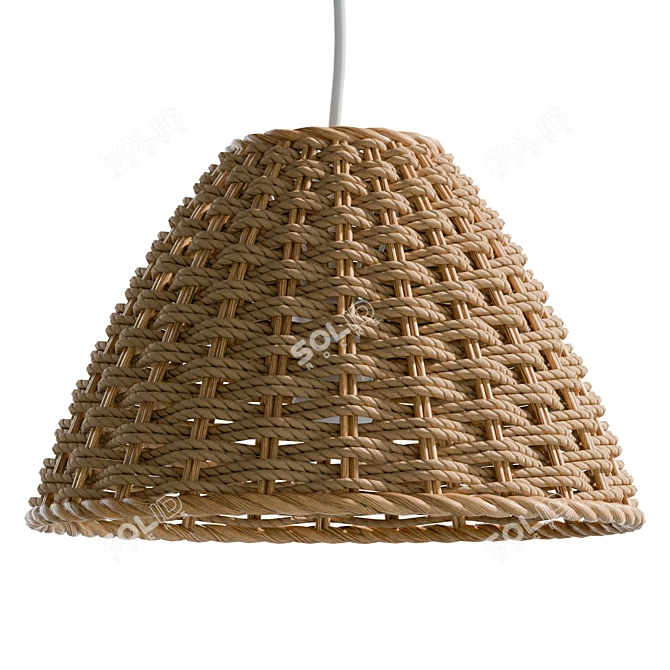 Boho Rattan Ceiling Lamp, Natural 3D model image 1