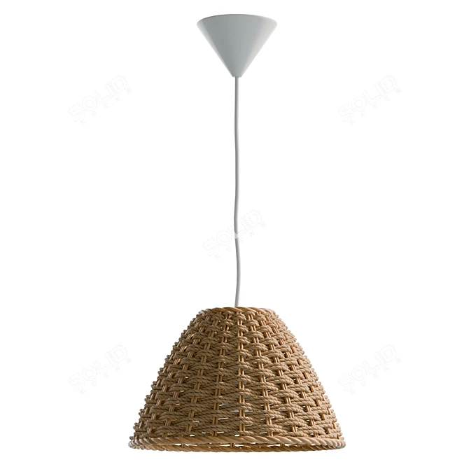 Boho Rattan Ceiling Lamp, Natural 3D model image 2