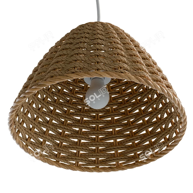 Boho Rattan Ceiling Lamp, Natural 3D model image 5