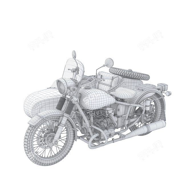 Vintage Ural Sidecar Motorcycle 3D model image 5