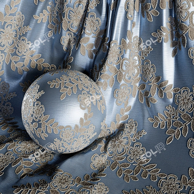 Damask Floral Jacquard Brocade Fabric Set 3D model image 5