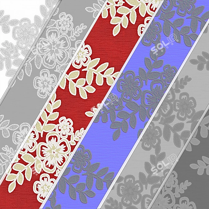 Damask Floral Jacquard Brocade Fabric Set 3D model image 7