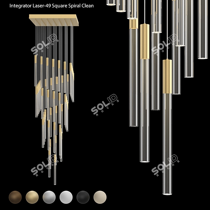 Integrator Spiral Chandelier, LED Square 3D model image 1