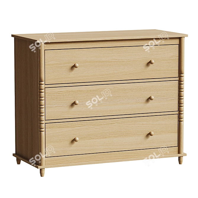 Elegant Wooden Kommode Furniture 3D model image 1