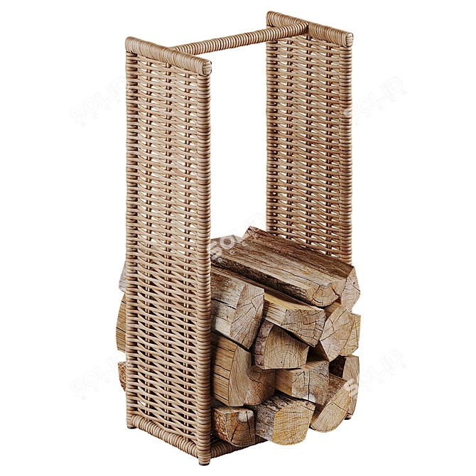 Natural Rattan Log Holder 3D model image 2