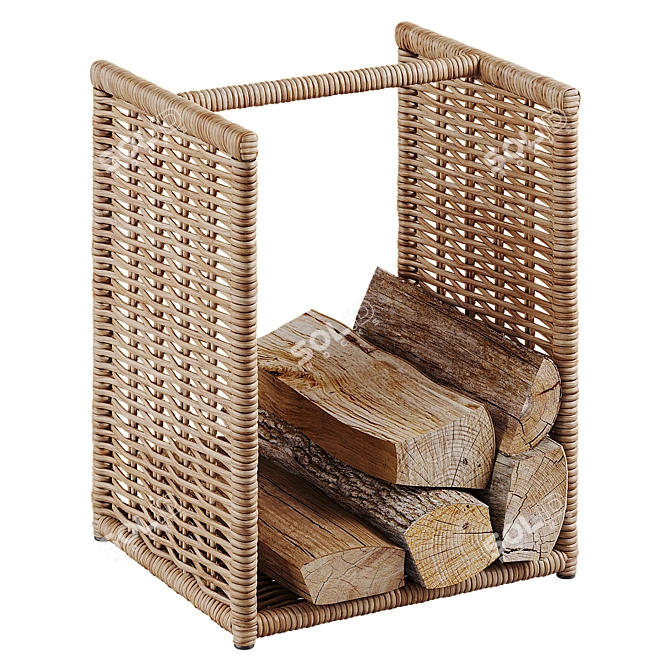 Natural Rattan Log Holder 3D model image 3