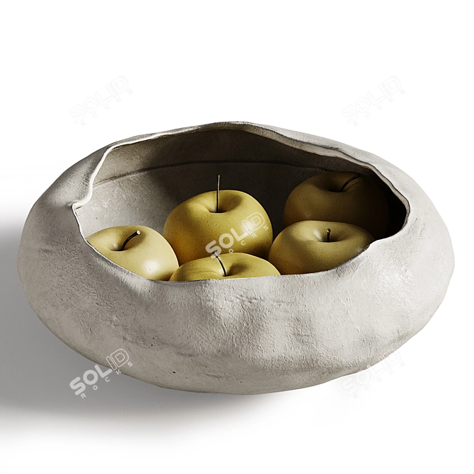 Modern Yellow Apples Bowl Decors 3D model image 3