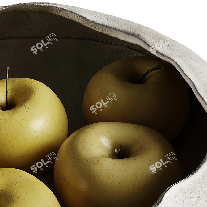 Modern Yellow Apples Bowl Decors 3D model image 4