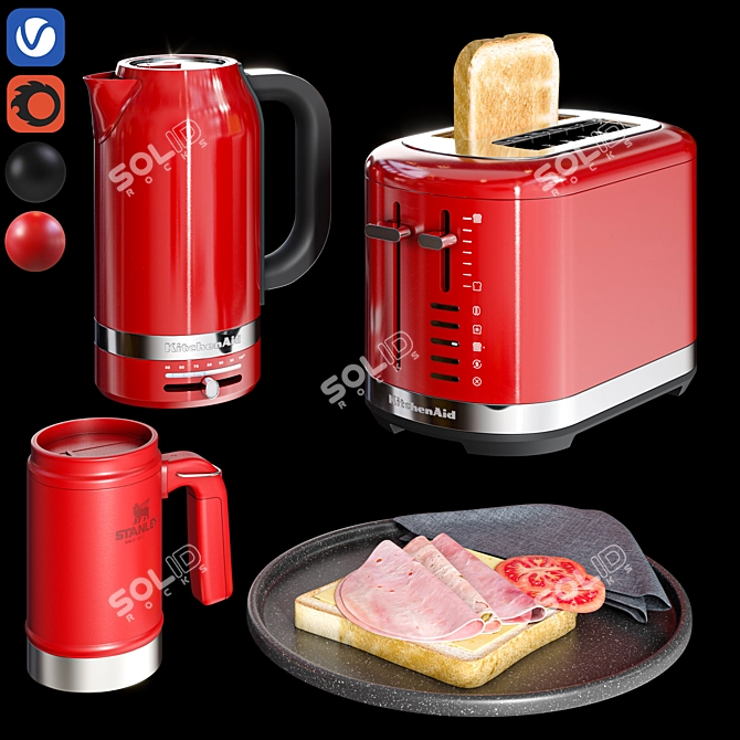 KitchenAid Breakfast Set with Accessories 3D model image 2