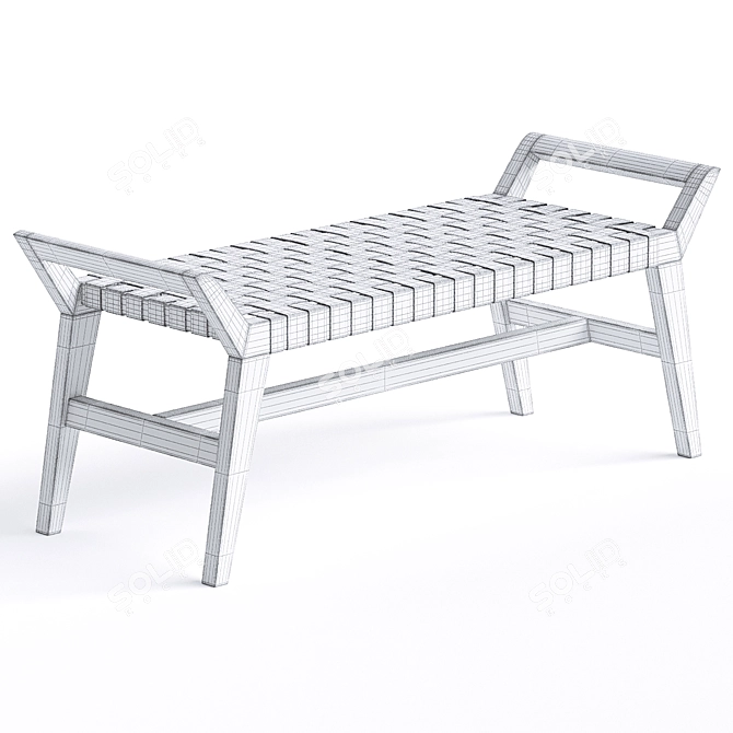 Modern Cove Wooden Bench 3D model image 3