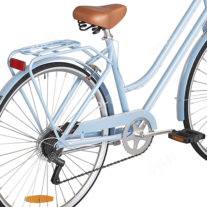 Vintage Ladies 7-Speed Bike with Basket 3D model image 4