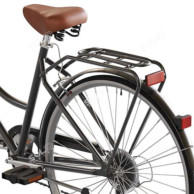 Vintage Ladies 7-Speed Bike with Basket 3D model image 6