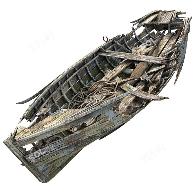 Vintage Wooden Boat 3D model image 1