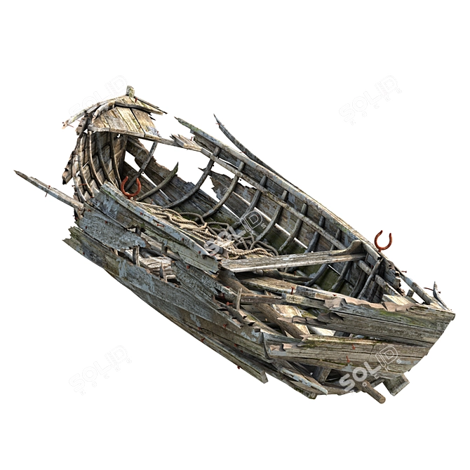 Vintage Wooden Boat 3D model image 4