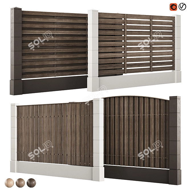 Decorative Fence Panels Collection 3D model image 1