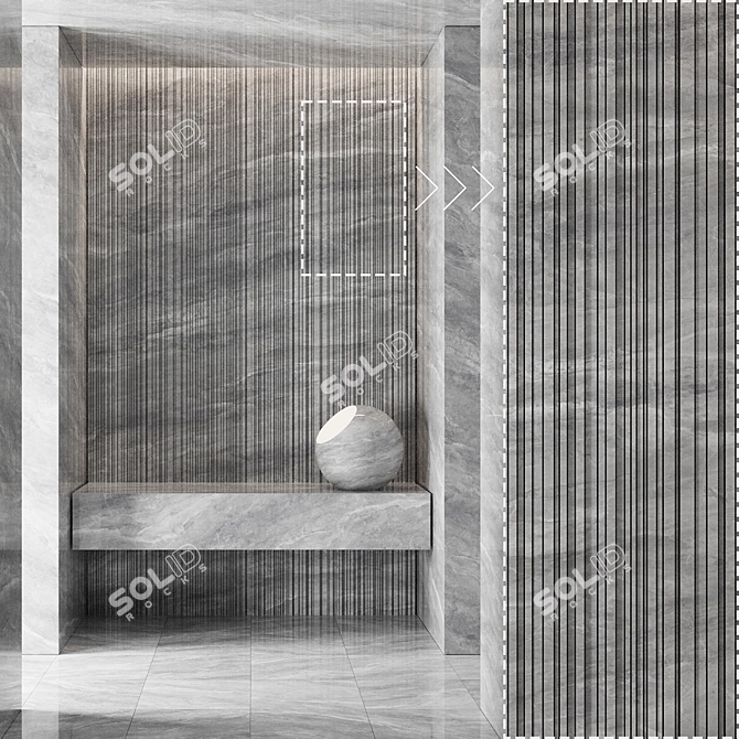 Marble Stone Panel Textures Pack 3D model image 3