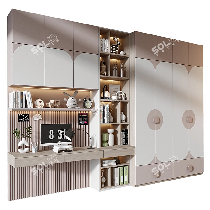 Customized Wardrobe with Decor Option 3D model image 2