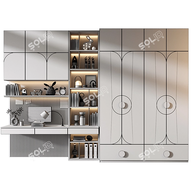 Customized Wardrobe with Decor Option 3D model image 3
