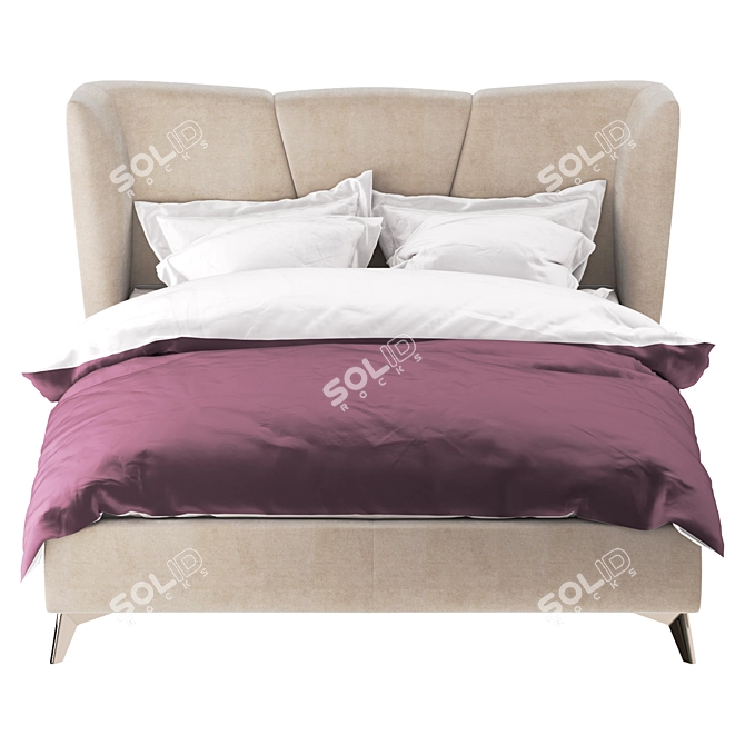 Beige Velvet Siena Bed 3D model image 2