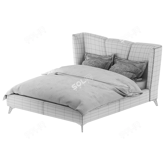 Beige Velvet Siena Bed 3D model image 4