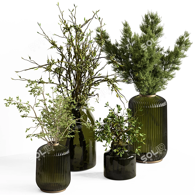 Emerald Branch Bouquet 3D model image 1