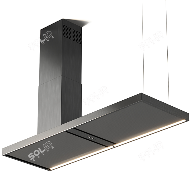 Sleek Steel Island Cooker Hood 3D model image 2