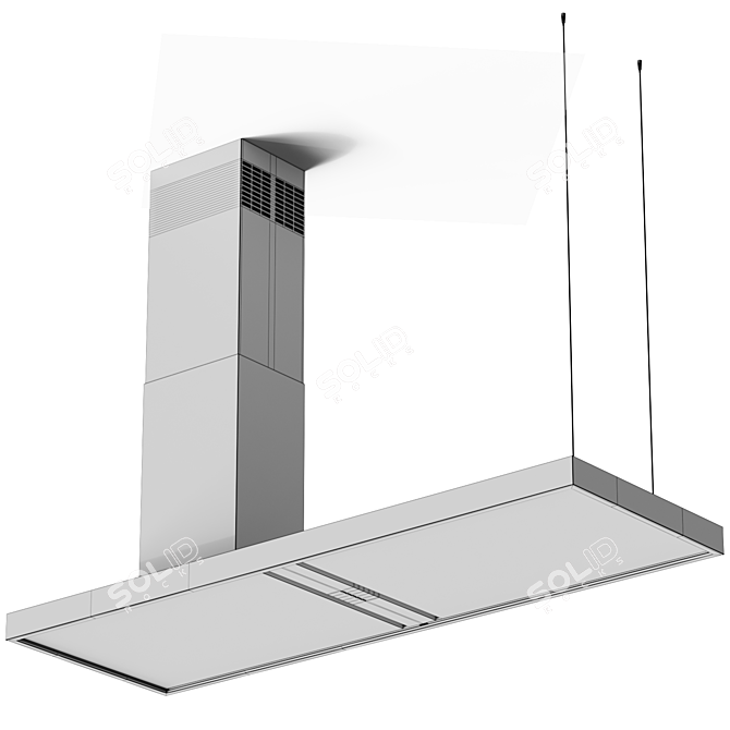 Sleek Steel Island Cooker Hood 3D model image 4