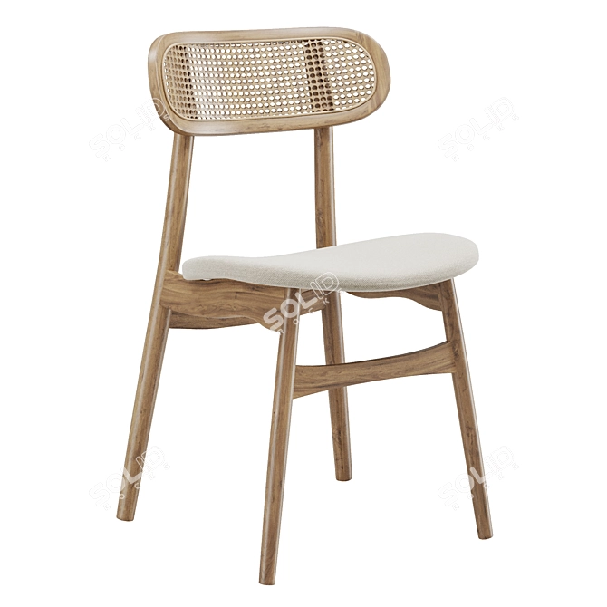 Rattan Upholstered Dining Chair Table 3D model image 3
