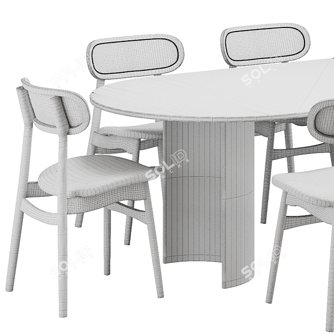 Rattan Upholstered Dining Chair Table 3D model image 6