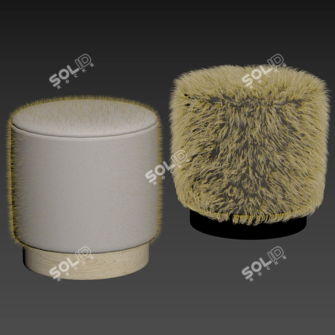 Faux Fur Ottoman 400x400x420 3D model image 4