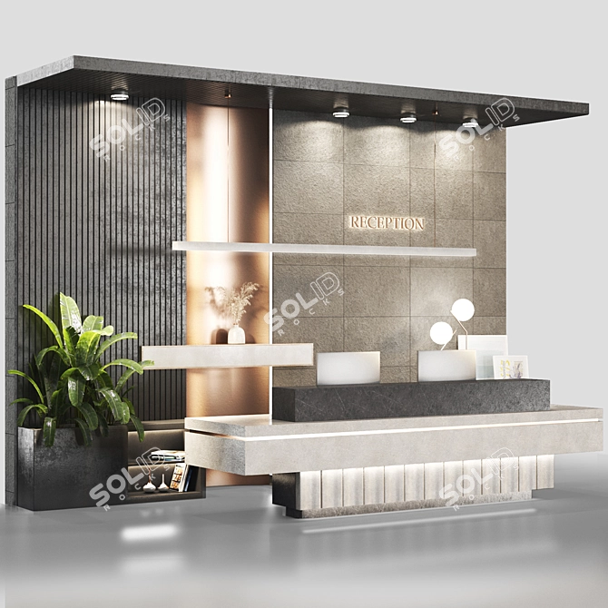 Modern Reception Desk Furniture 3D model image 1