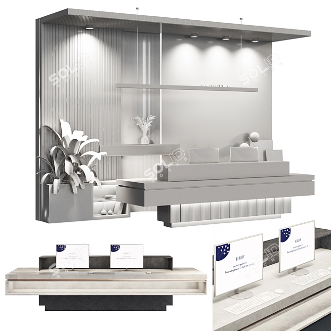 Modern Reception Desk Furniture 3D model image 5