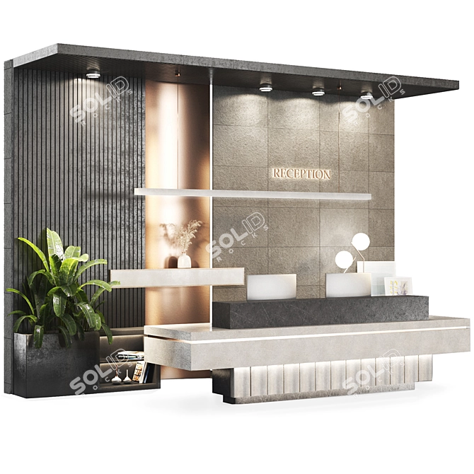 Modern Reception Desk Furniture 3D model image 7