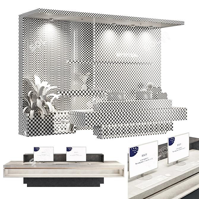 Modern Reception Desk Furniture 3D model image 10