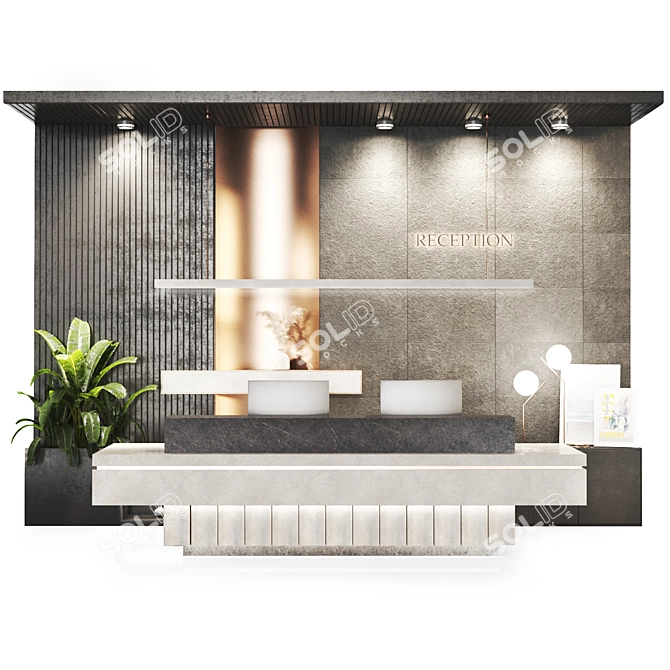 Modern Reception Desk Furniture 3D model image 11