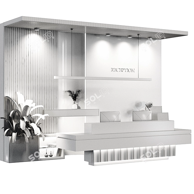 Modern Reception Desk Furniture 3D model image 15