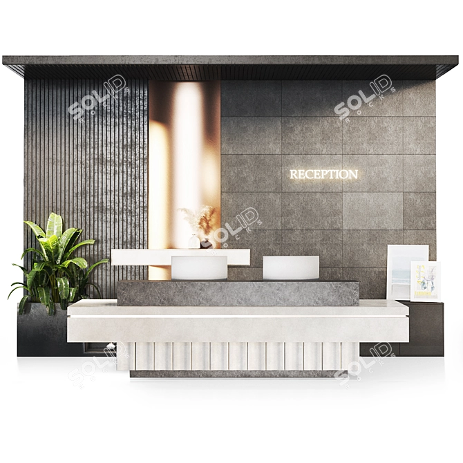 Modern Reception Desk Furniture 3D model image 18