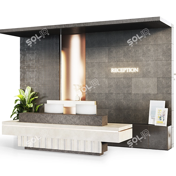 Modern Reception Desk Furniture 3D model image 19