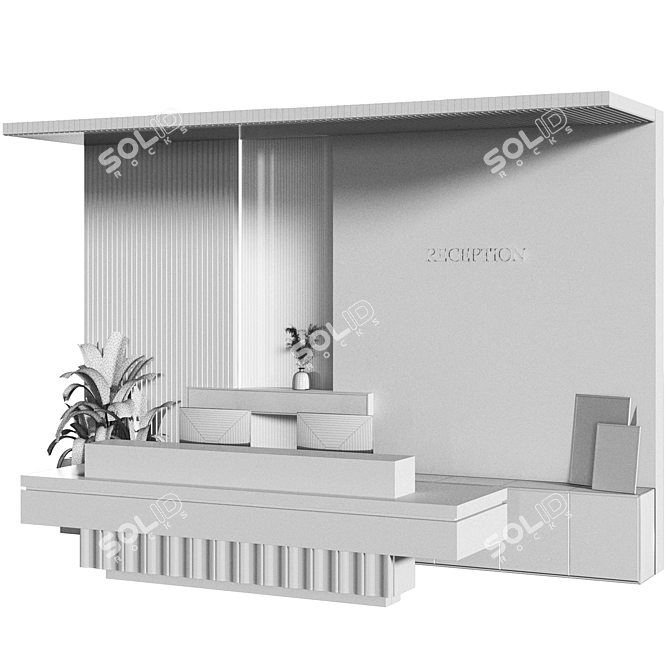 Modern Reception Desk Furniture 3D model image 26