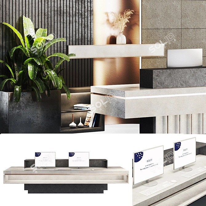 Modern Reception Desk Furniture 3D model image 27