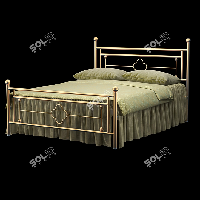 Vintage Style Metal Platform Bed 3D model image 2