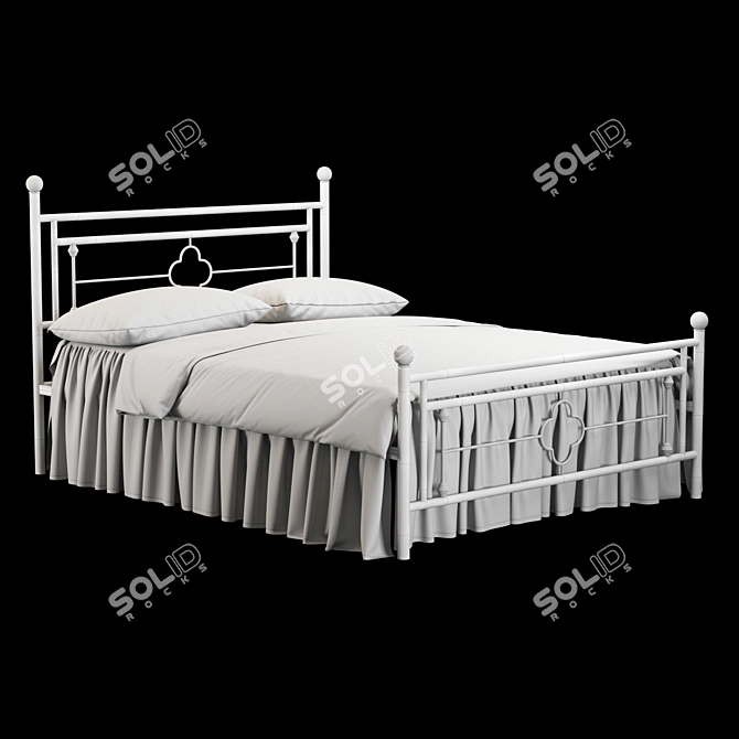 Vintage Style Metal Platform Bed 3D model image 3