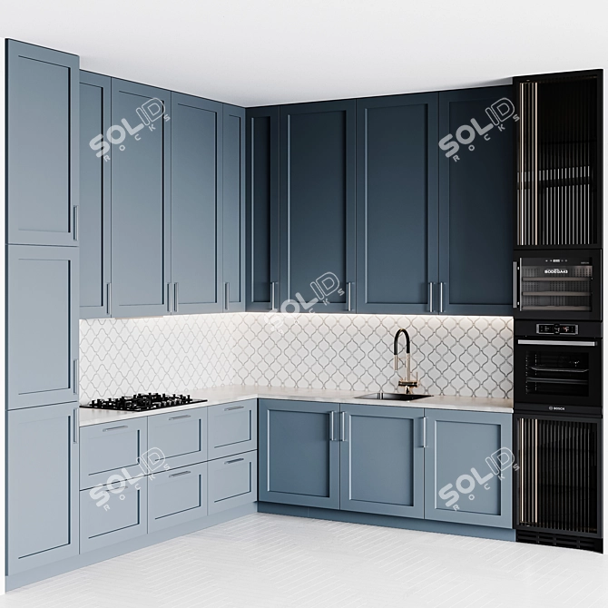 Adjustable Modular Kitchen Unit 3D model image 1